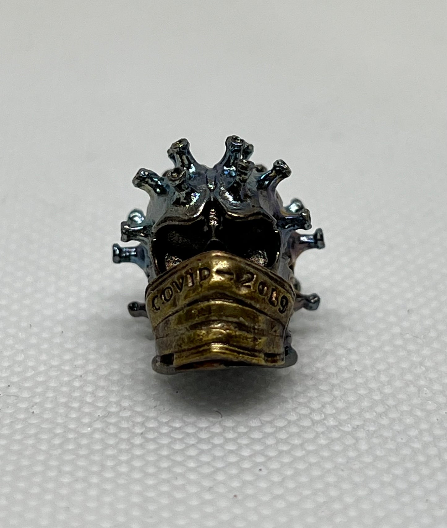 Brass Covid Death Mask Skull Lanyard Bead, EDC Paracord Bead.