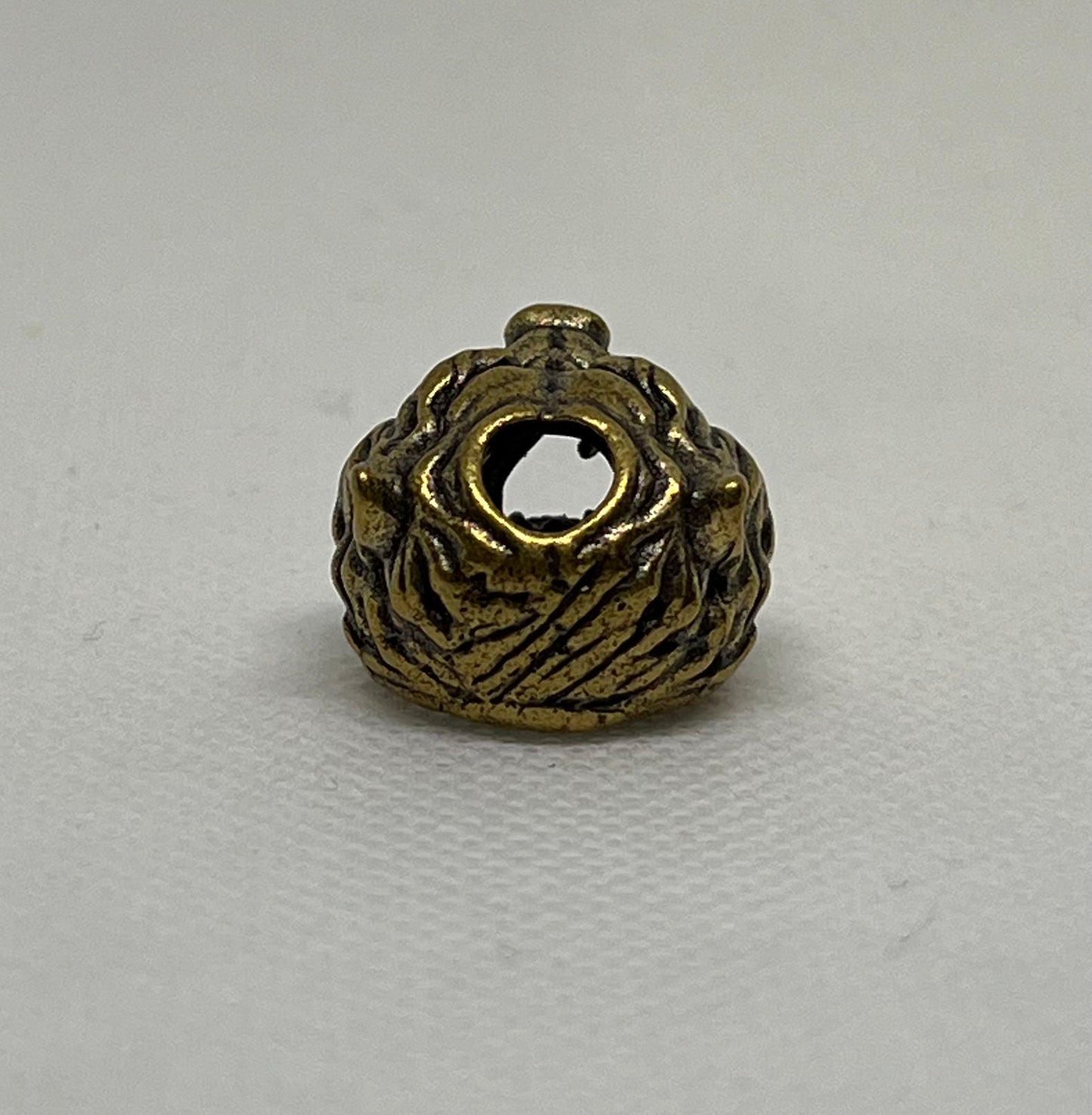 Brass Bear With Aqua Eyes Lanyard Bead, EDC Paracord Bead
