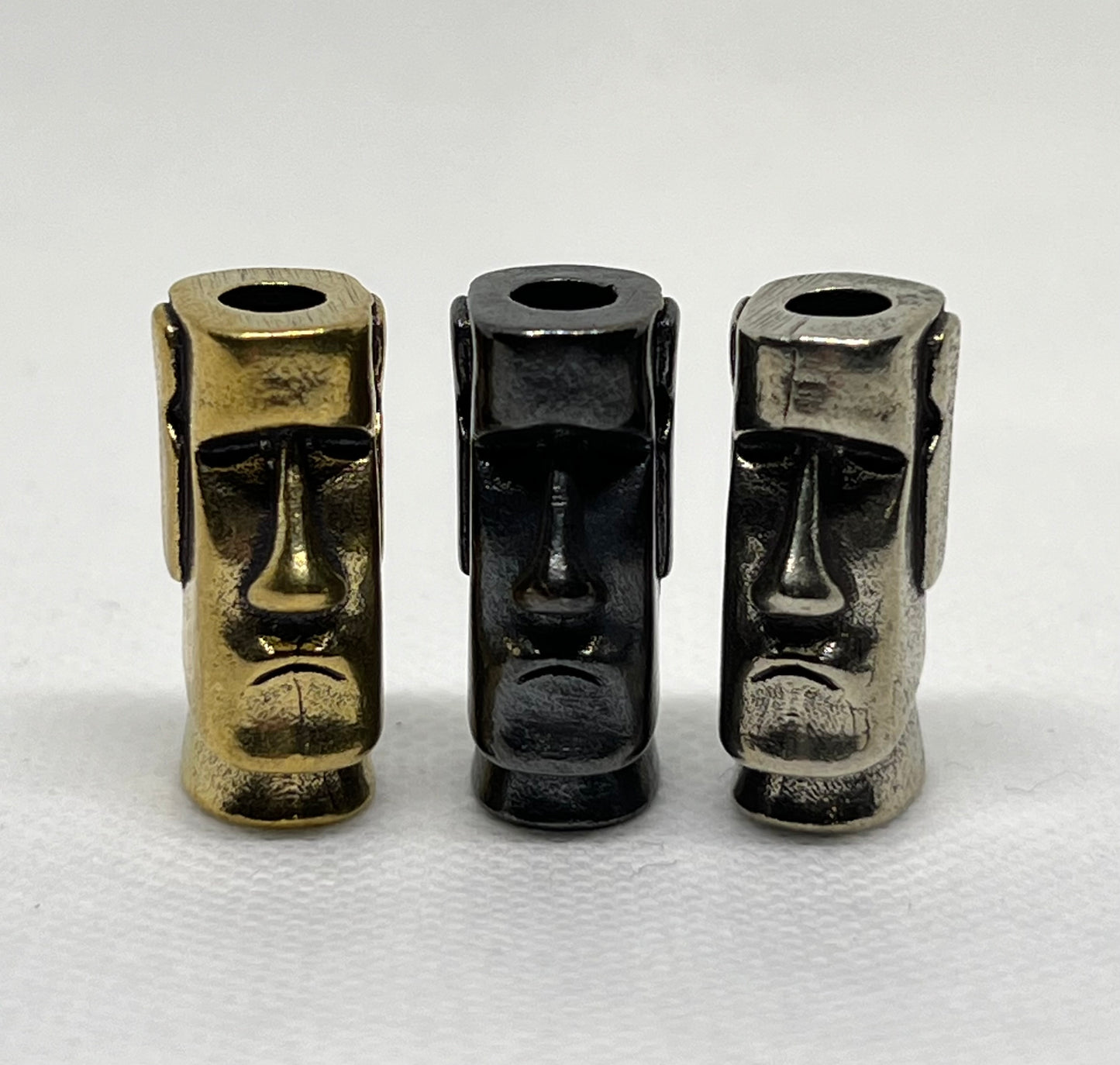Brass Easter Island Moai Statue Lanyard Bead, EDC Paracord Bead
