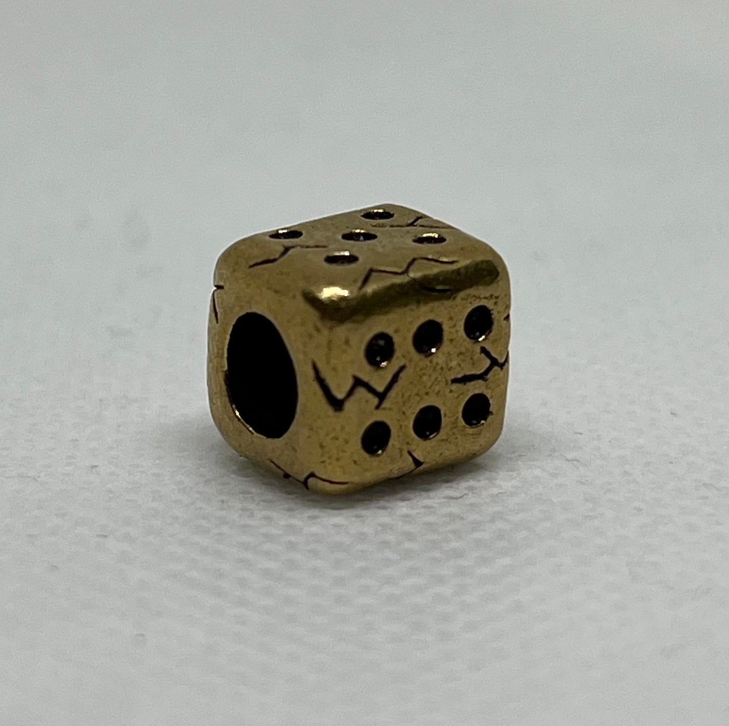 Brass Dice Pendant Lanyard Bead, EDC Paracord Bead