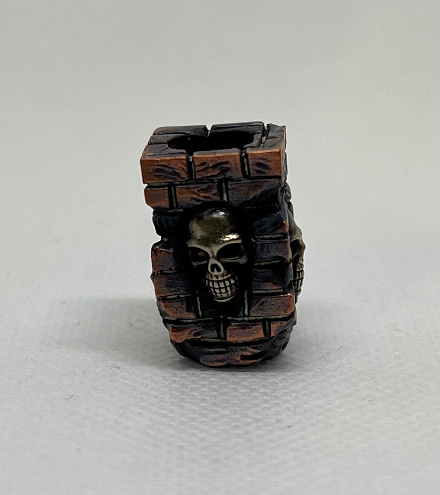Hand Crafted Red Brass Skull Lanyard Bead, EDC Paracord Bead