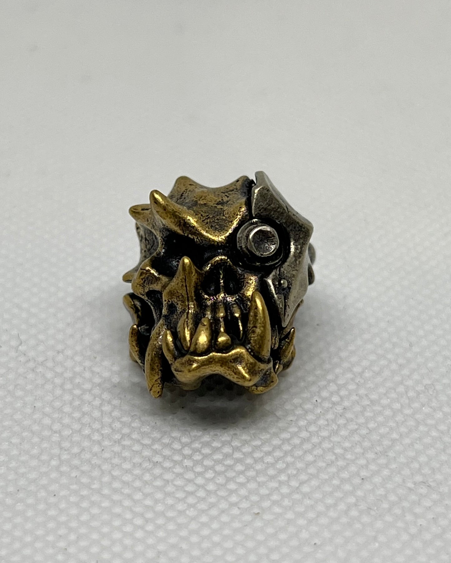 Brass Mechanical Beast Skull Lanyard Bead, EDC Paracord Bead.