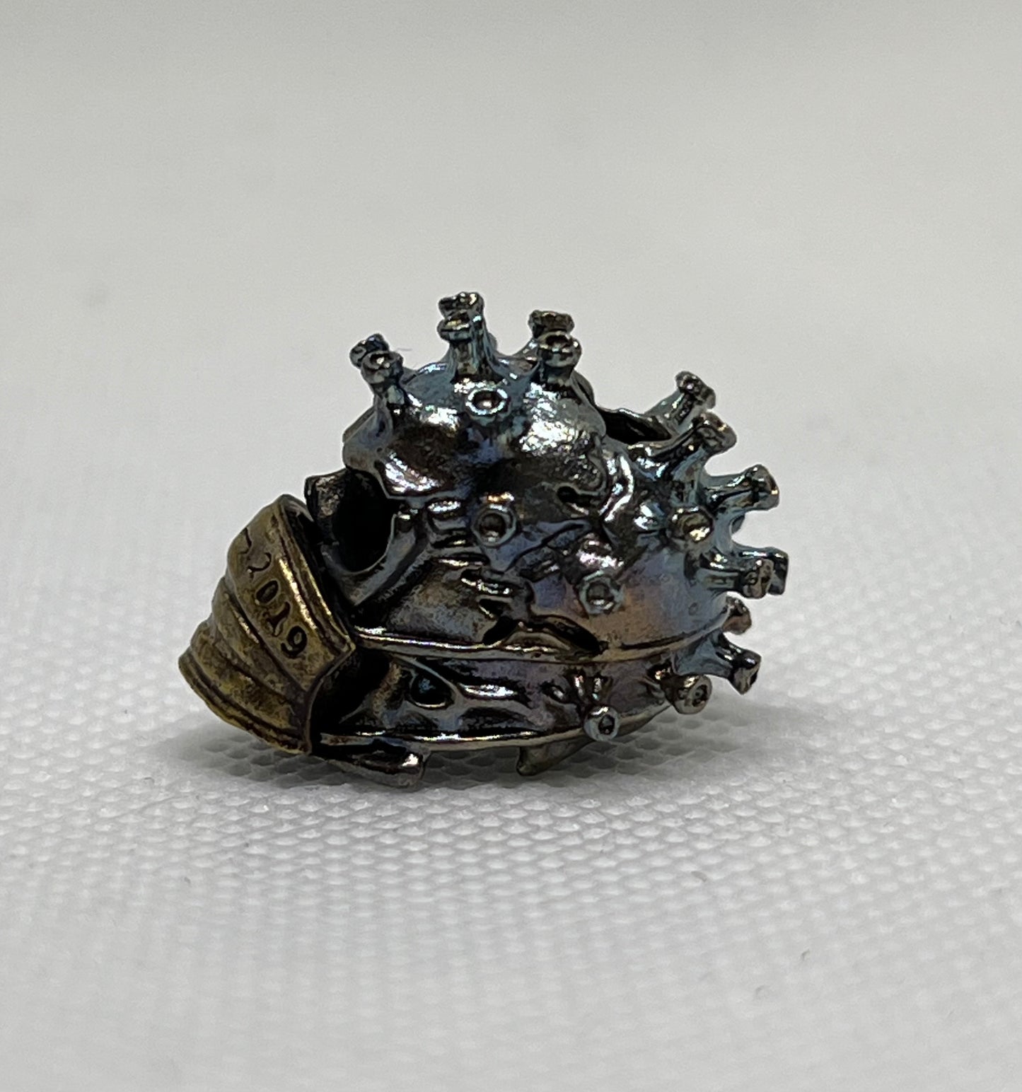 Brass Covid Death Mask Skull Lanyard Bead, EDC Paracord Bead.