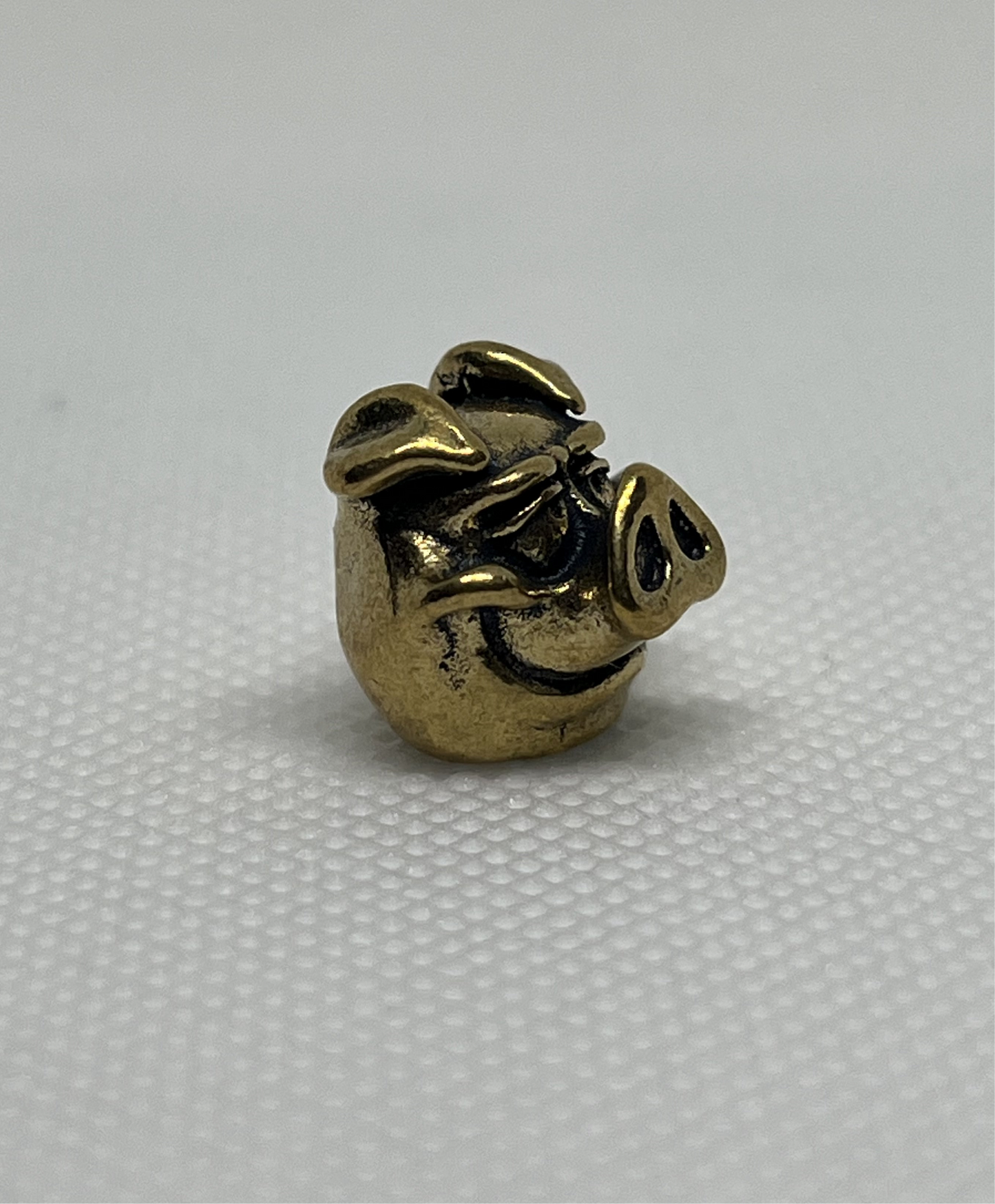 Smiling Pig Brass Lanyard Bead, EDC Paracord Bead.