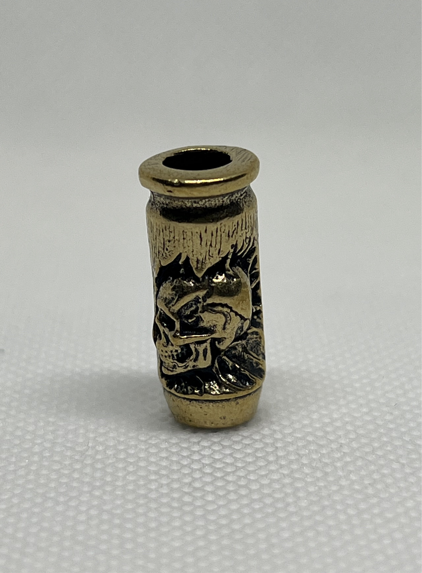 Brass Skull & Cross Bullet Lanyard Bead, EDC Paracord Bead.