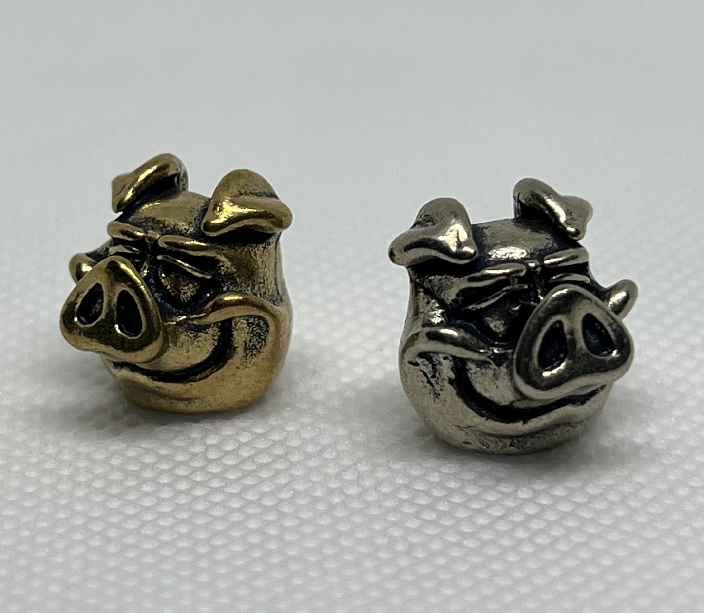 Smiling Pig Brass Lanyard Bead, EDC Paracord Bead.