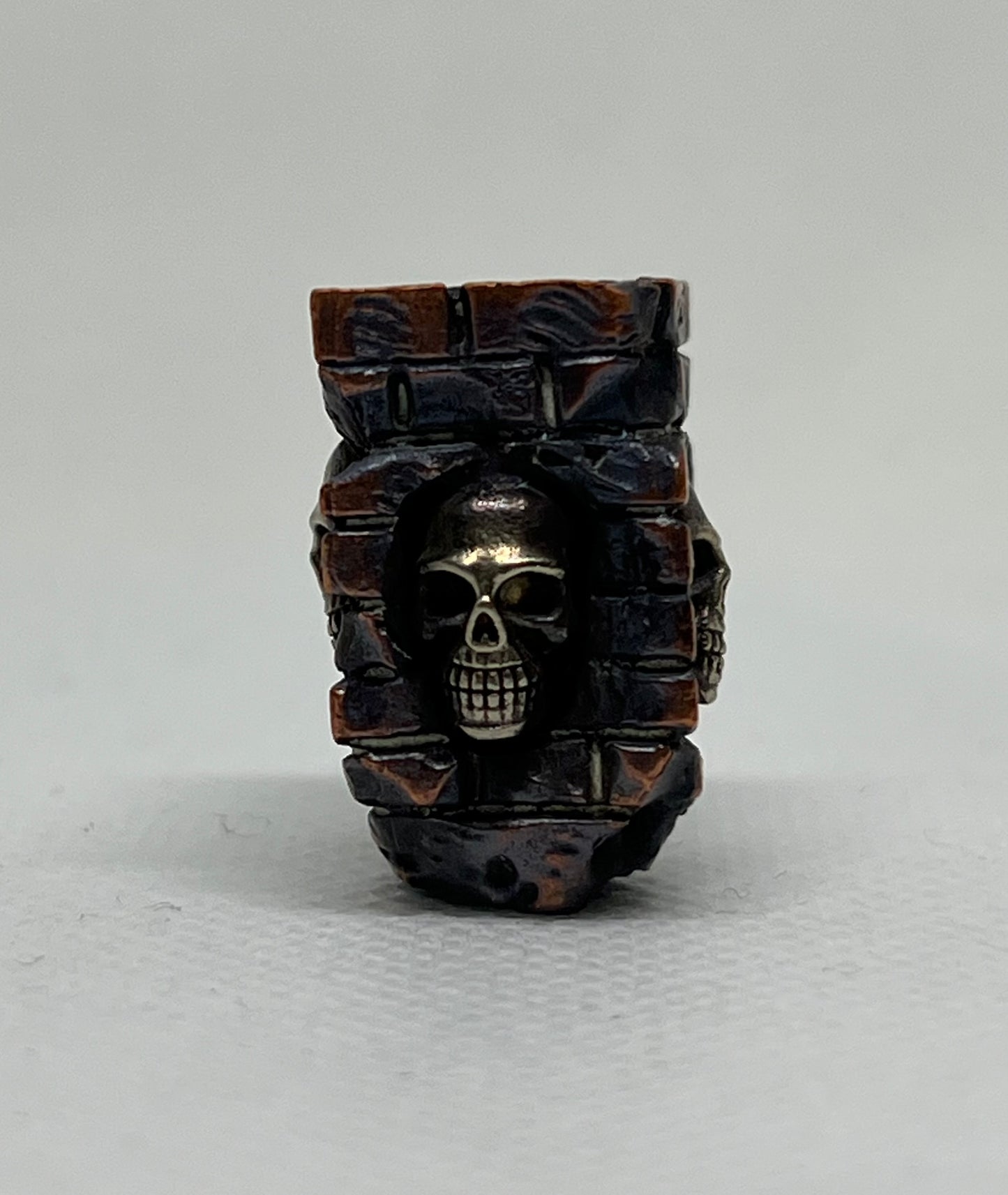 Hand Crafted Red Brass Skull Lanyard Bead, EDC Paracord Bead