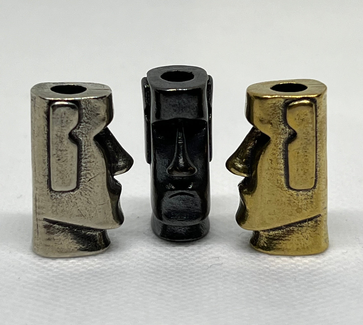 Brass Easter Island Moai Statue Lanyard Bead, EDC Paracord Bead