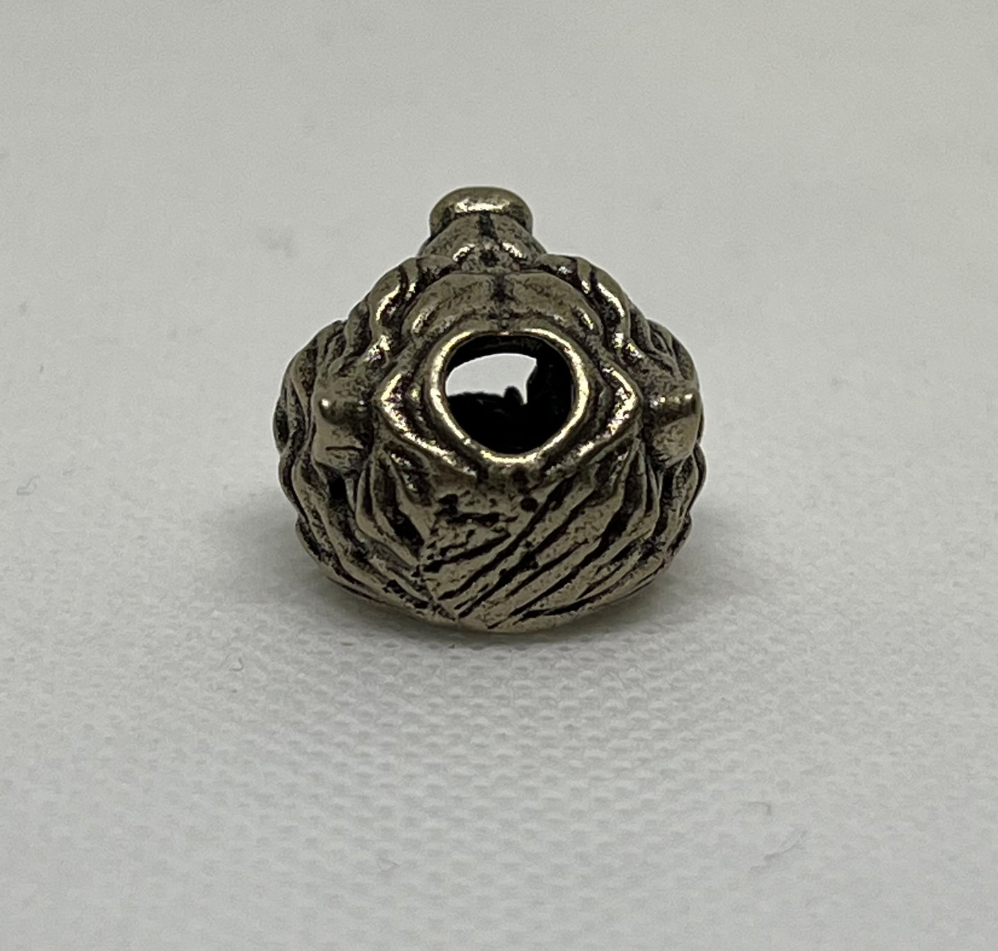 Brass Bear With Aqua Eyes Lanyard Bead, EDC Paracord Bead