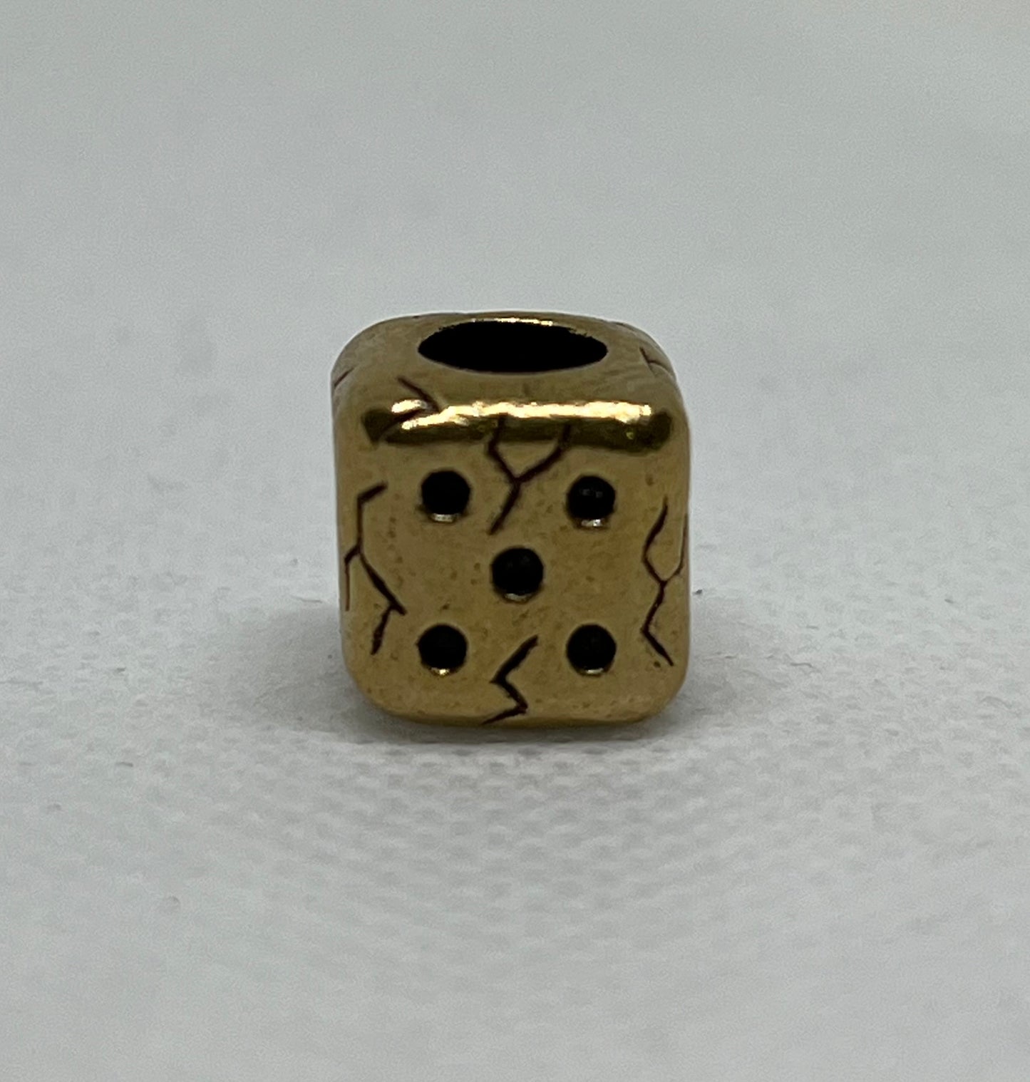 Brass Dice Pendant Lanyard Bead, EDC Paracord Bead