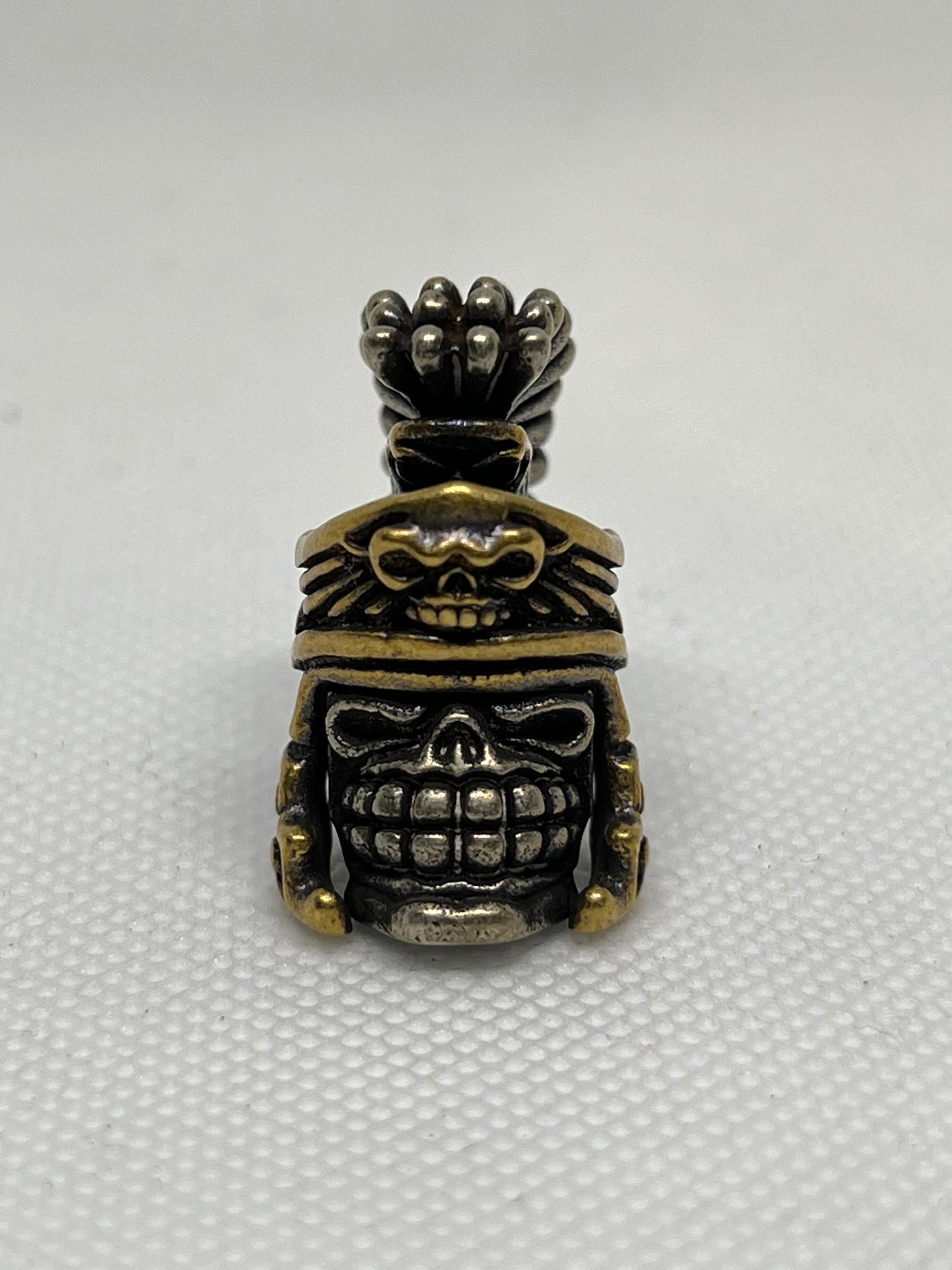 Brass Roman Centurian Skull Lanyard Bead, EDC Paracord Bead.