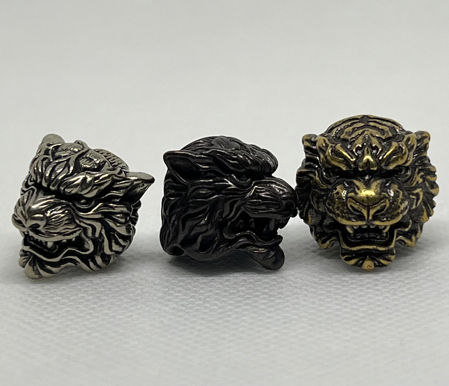 Brass Tiger Head Lanyard Bead, EDC Paracord Bead