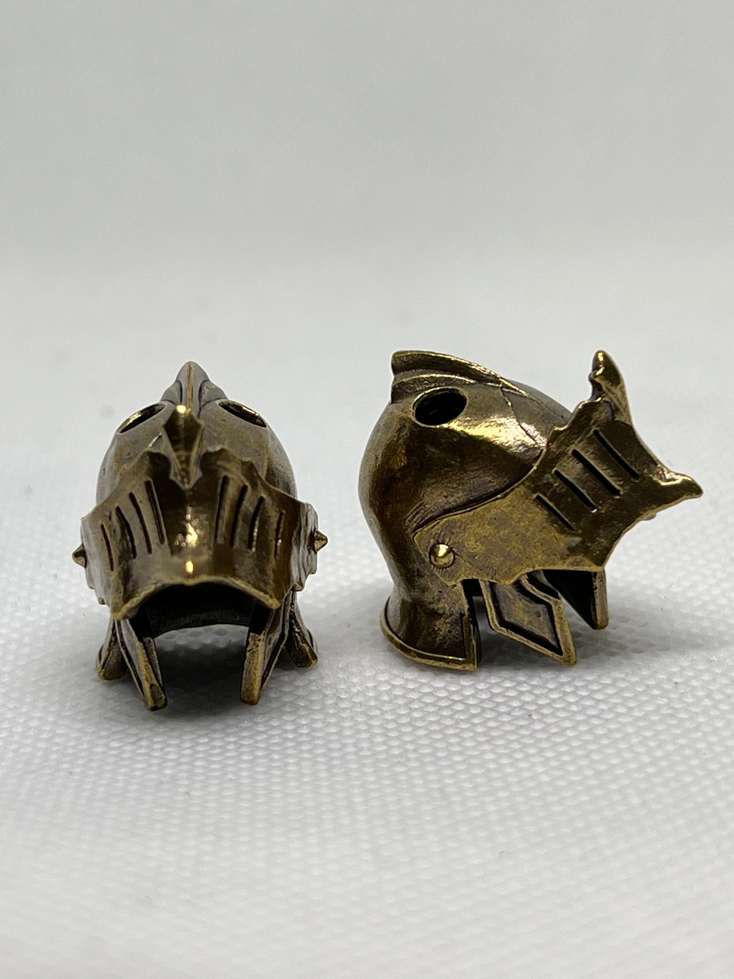 Brass Medieval Knight Helmet Lanyard Bead, EDC Paracord Bead.