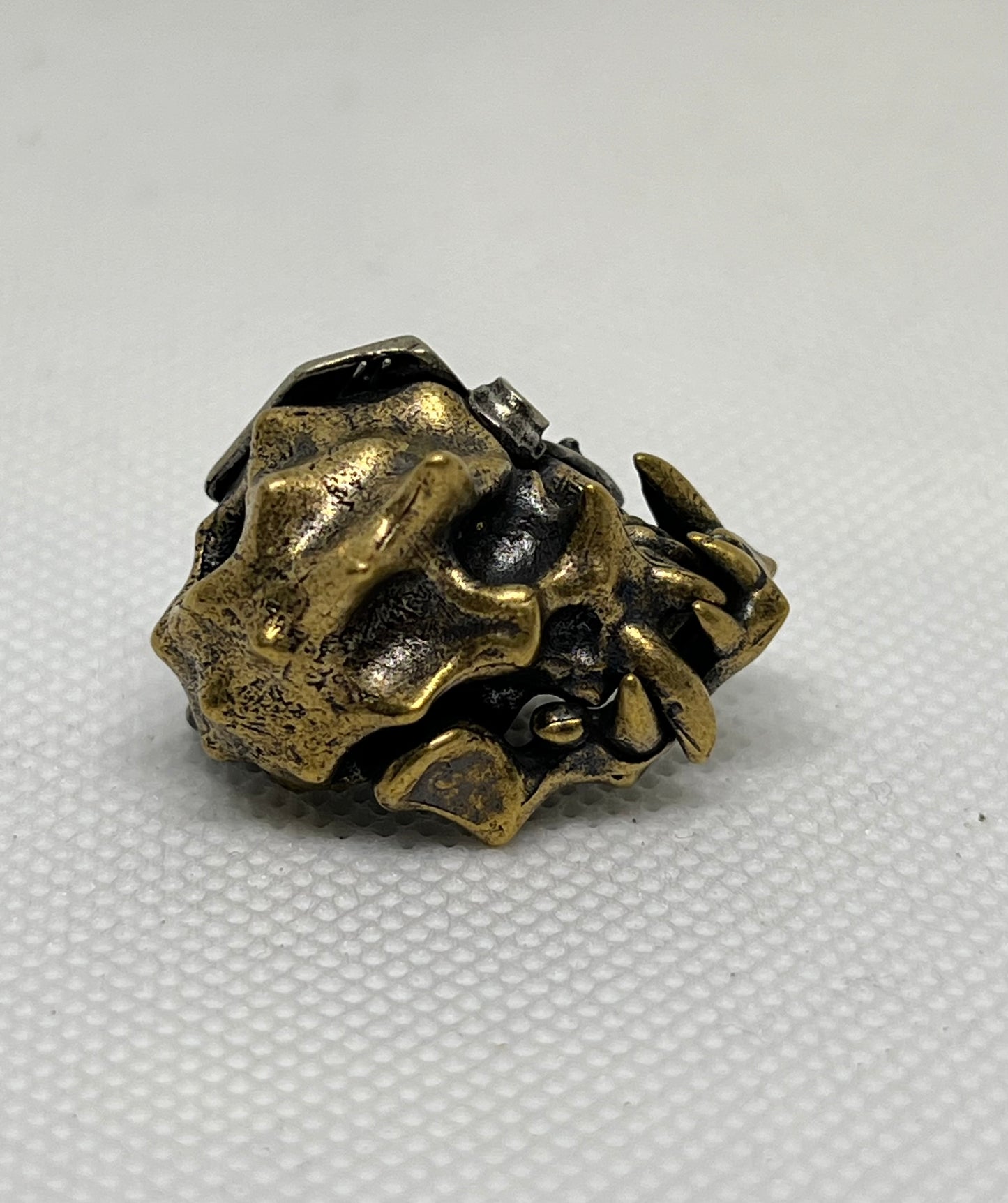 Brass Mechanical Beast Skull Lanyard Bead, EDC Paracord Bead.