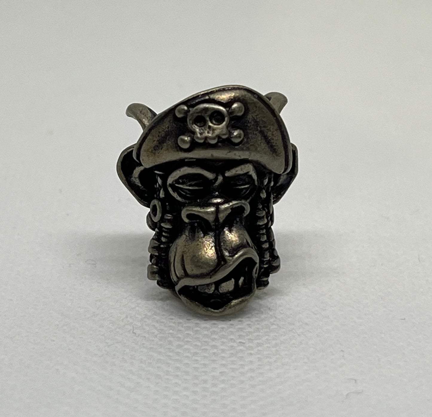 White Copper Gorilla Paracord Pendant, Hand Polished And Aged Retro Style, EDC