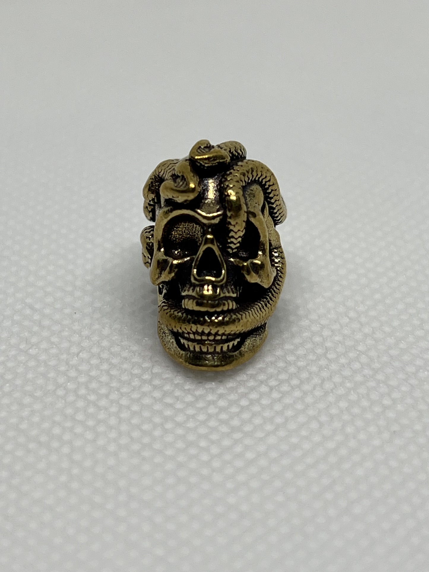 Snake Skull Brass Lanyard Bead, EDC Paracord Bead.