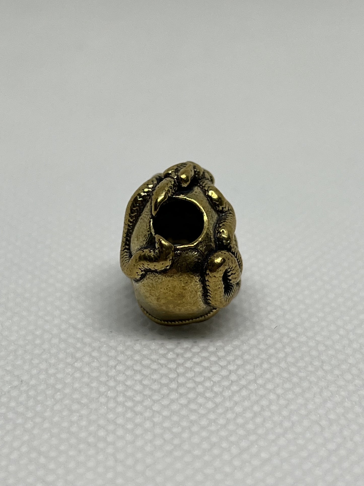 Snake Skull Brass Lanyard Bead, EDC Paracord Bead.