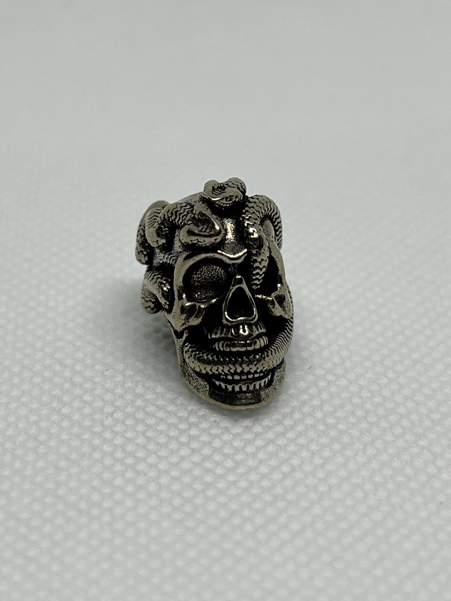 Snake Skull Brass Lanyard Bead, EDC Paracord Bead.