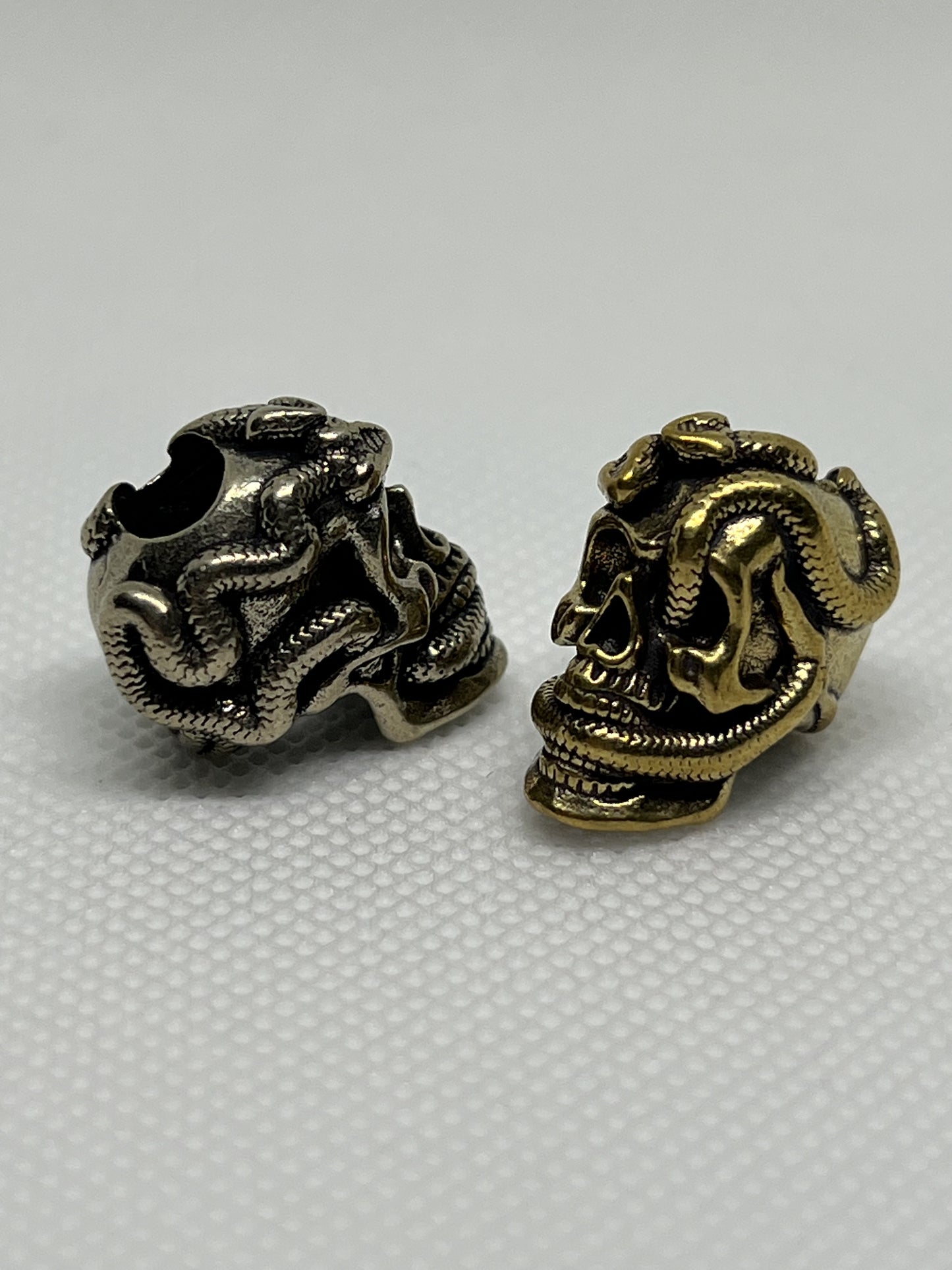 Snake Skull Brass Lanyard Bead, EDC Paracord Bead.