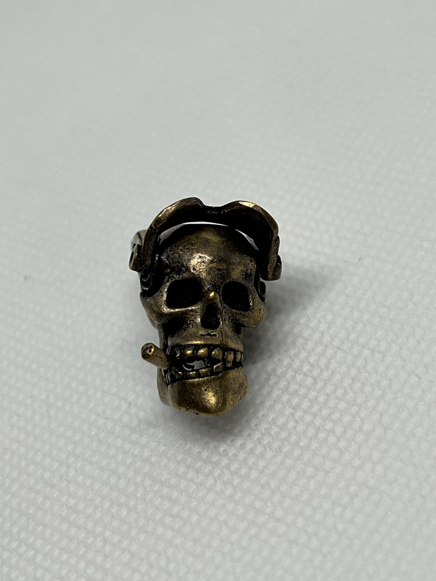 Pilot Skull with Mountable Sunnies Copper Lanyard Bead, EDC Paracord Bead.