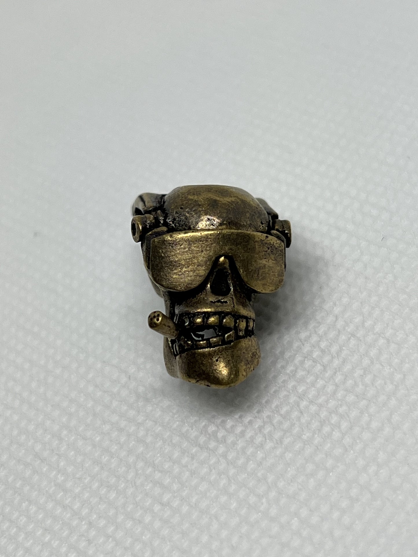 Pilot Skull with Mountable Sunnies Copper Lanyard Bead, EDC Paracord Bead.