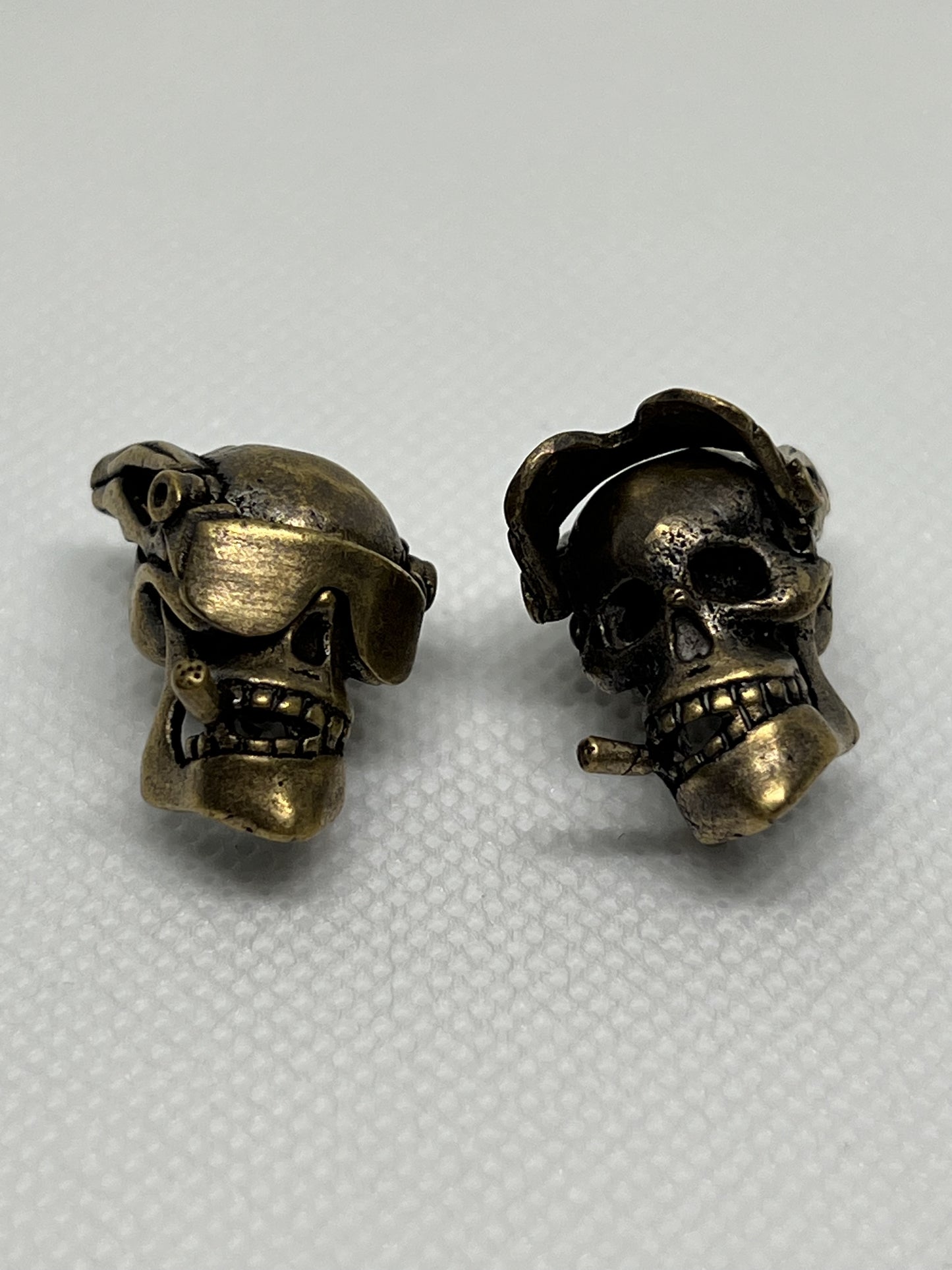 Pilot Skull with Mountable Sunnies Copper Lanyard Bead, EDC Paracord Bead.