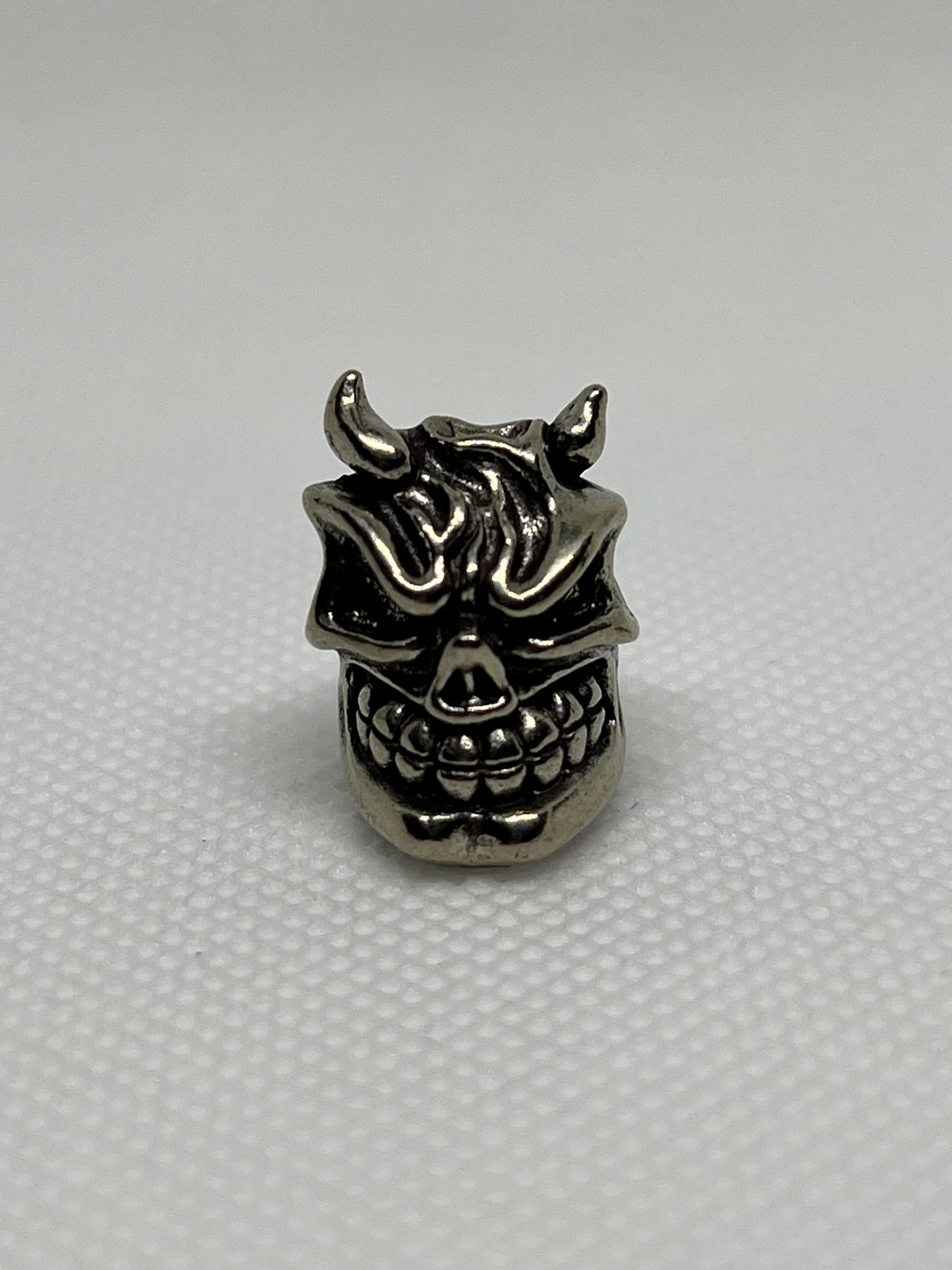 Brass Skull Grinning & Horns Lanyard Bead, EDC Paracord Bead.