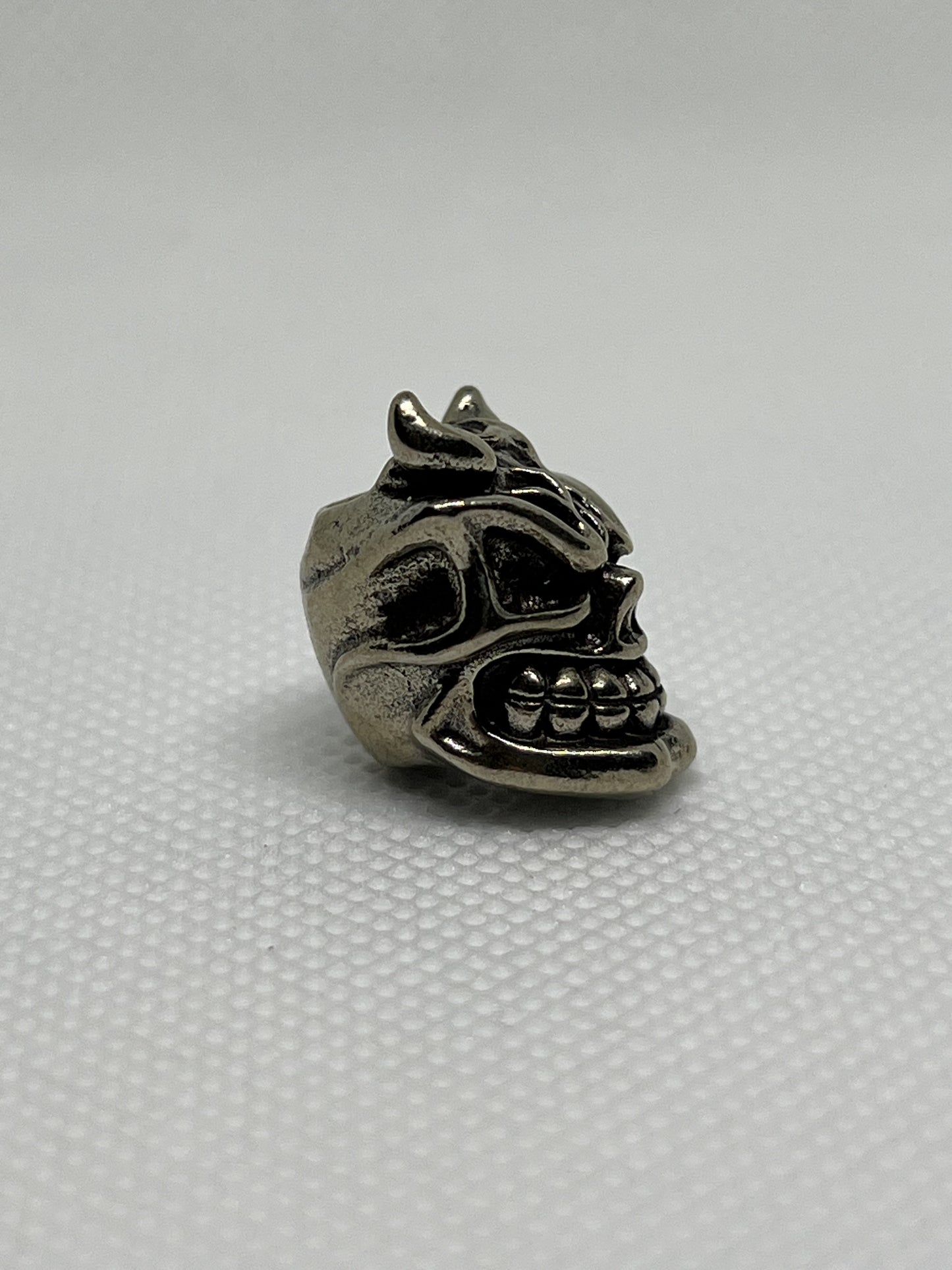 Brass Skull Grinning & Horns Lanyard Bead, EDC Paracord Bead.