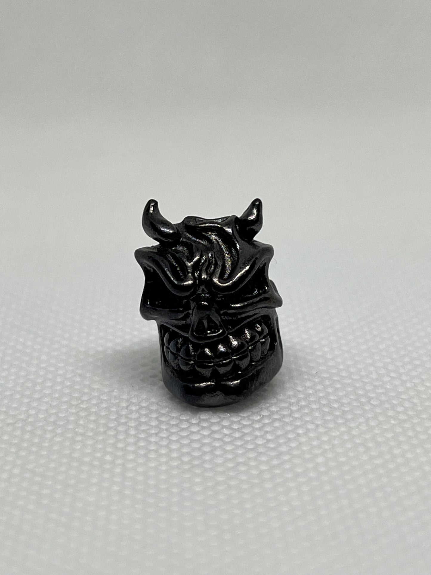 Brass Skull Grinning & Horns Lanyard Bead, EDC Paracord Bead.