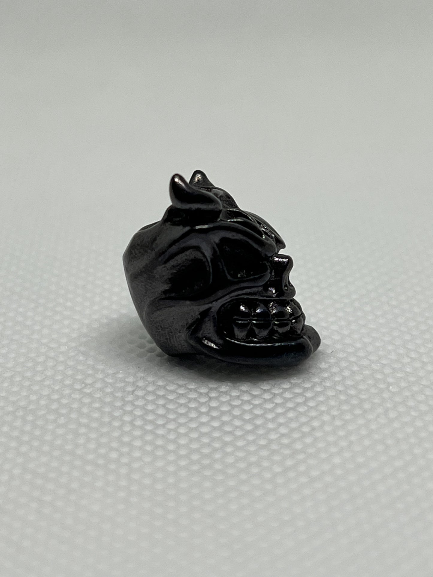 Brass Skull Grinning & Horns Lanyard Bead, EDC Paracord Bead.