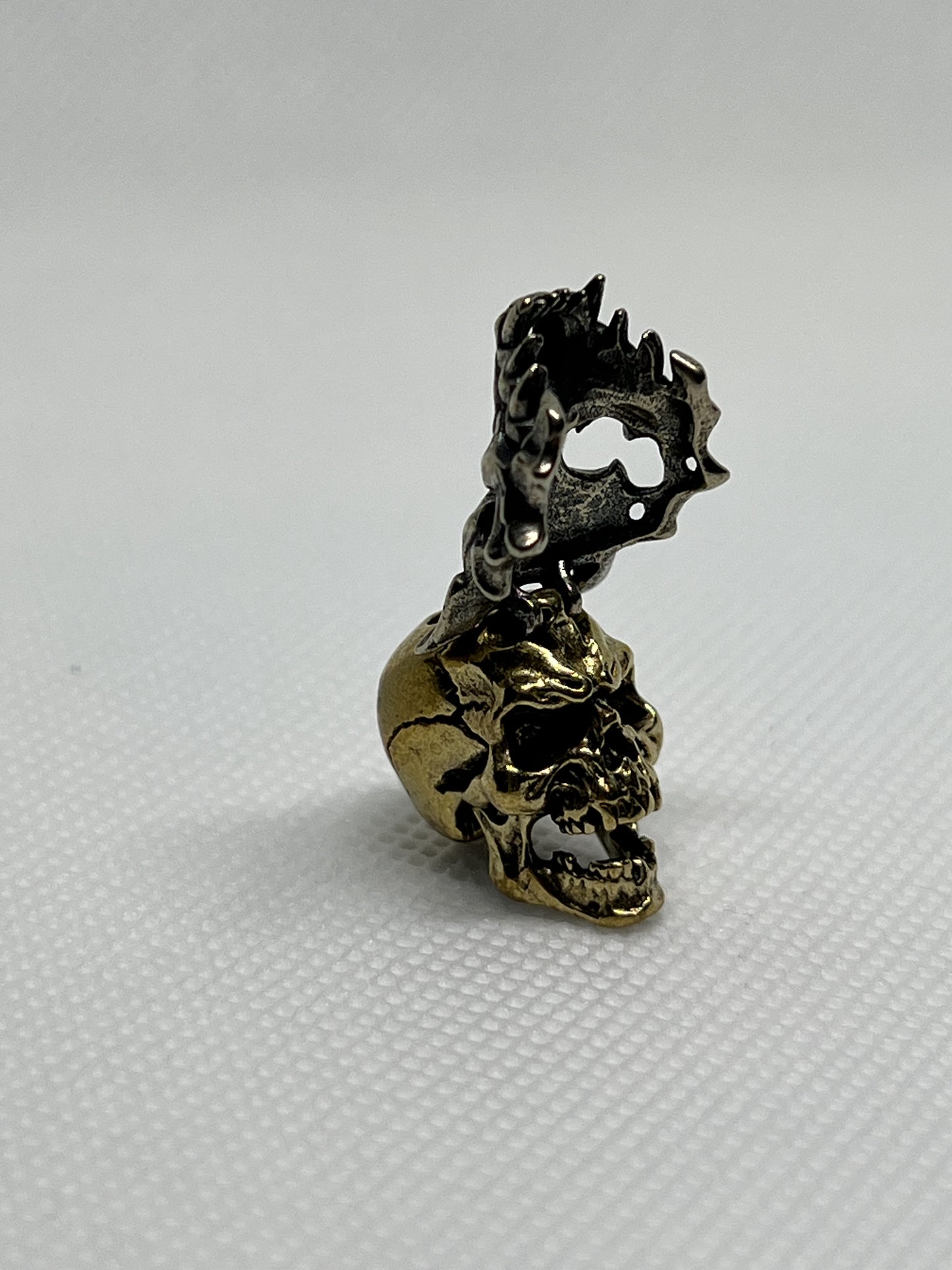 Brass Werewolf Masked Skull Lanyard Bead, EDC Paracord Bead.