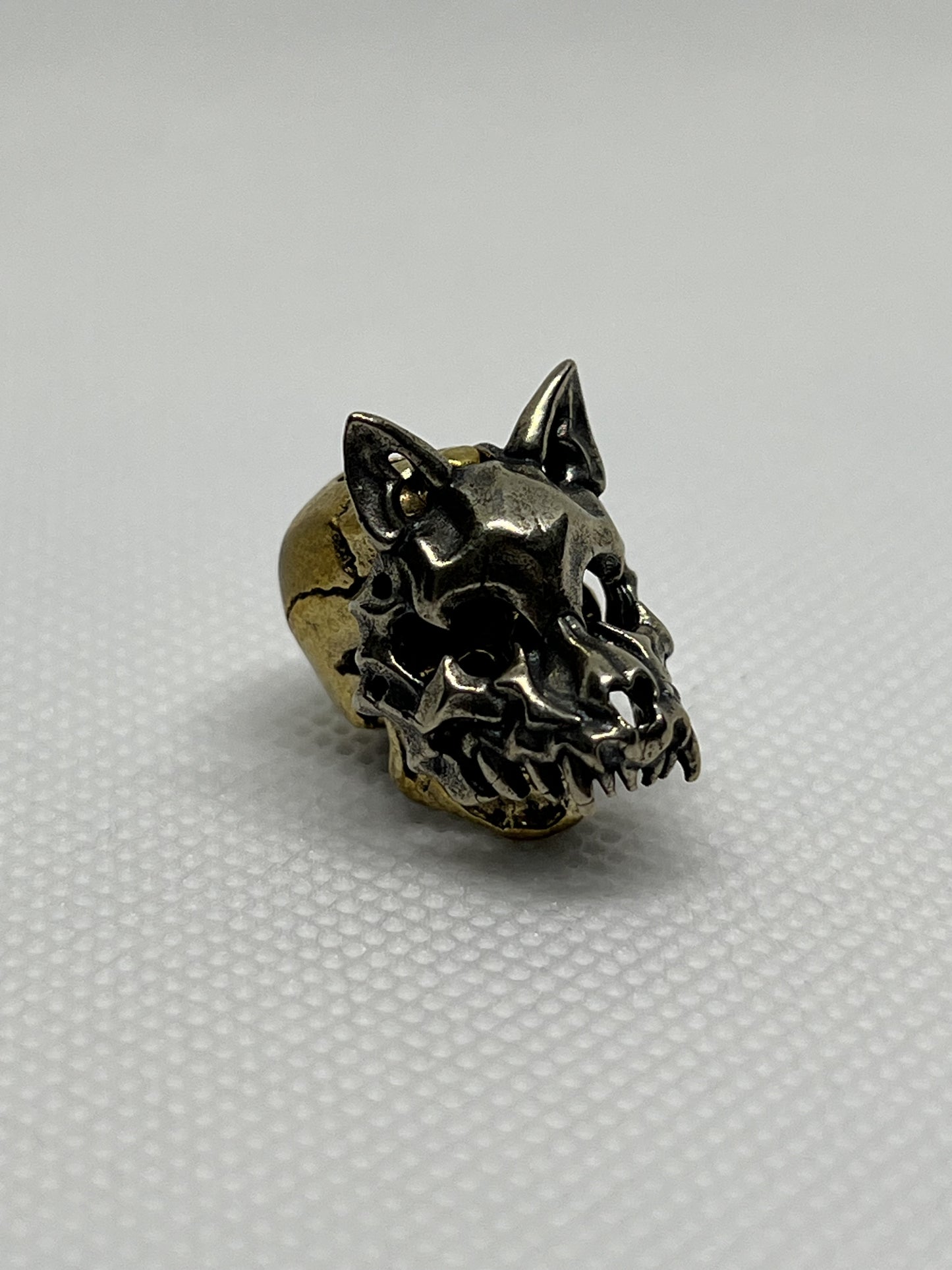 Brass Werewolf Masked Skull Lanyard Bead, EDC Paracord Bead.