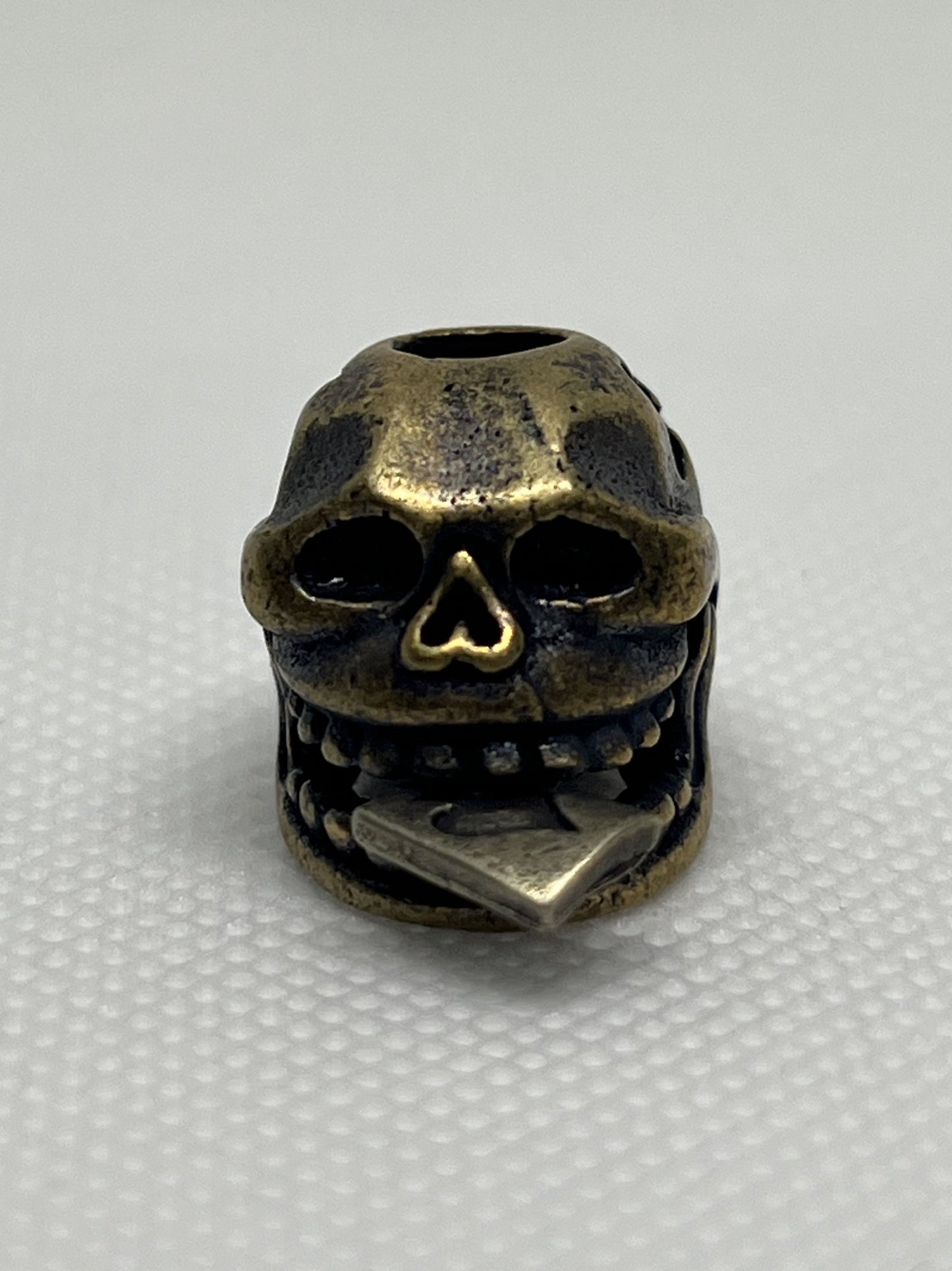 Ace of Spades Skull Brass Lanyard Bead, EDC Paracord Bead.