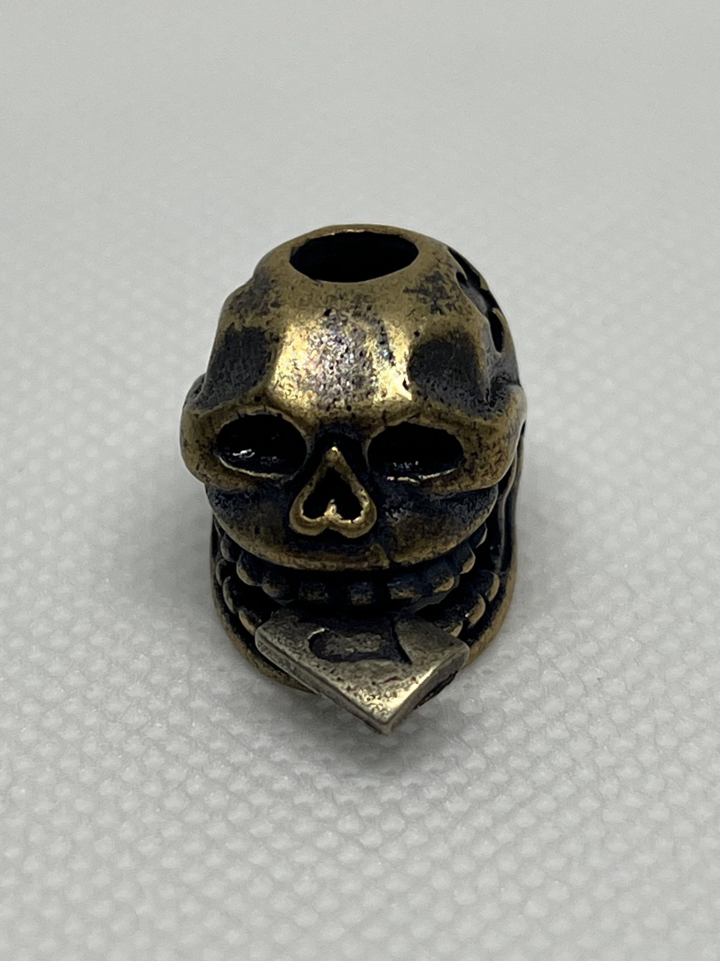 Ace of Spades Skull Brass Lanyard Bead, EDC Paracord Bead.