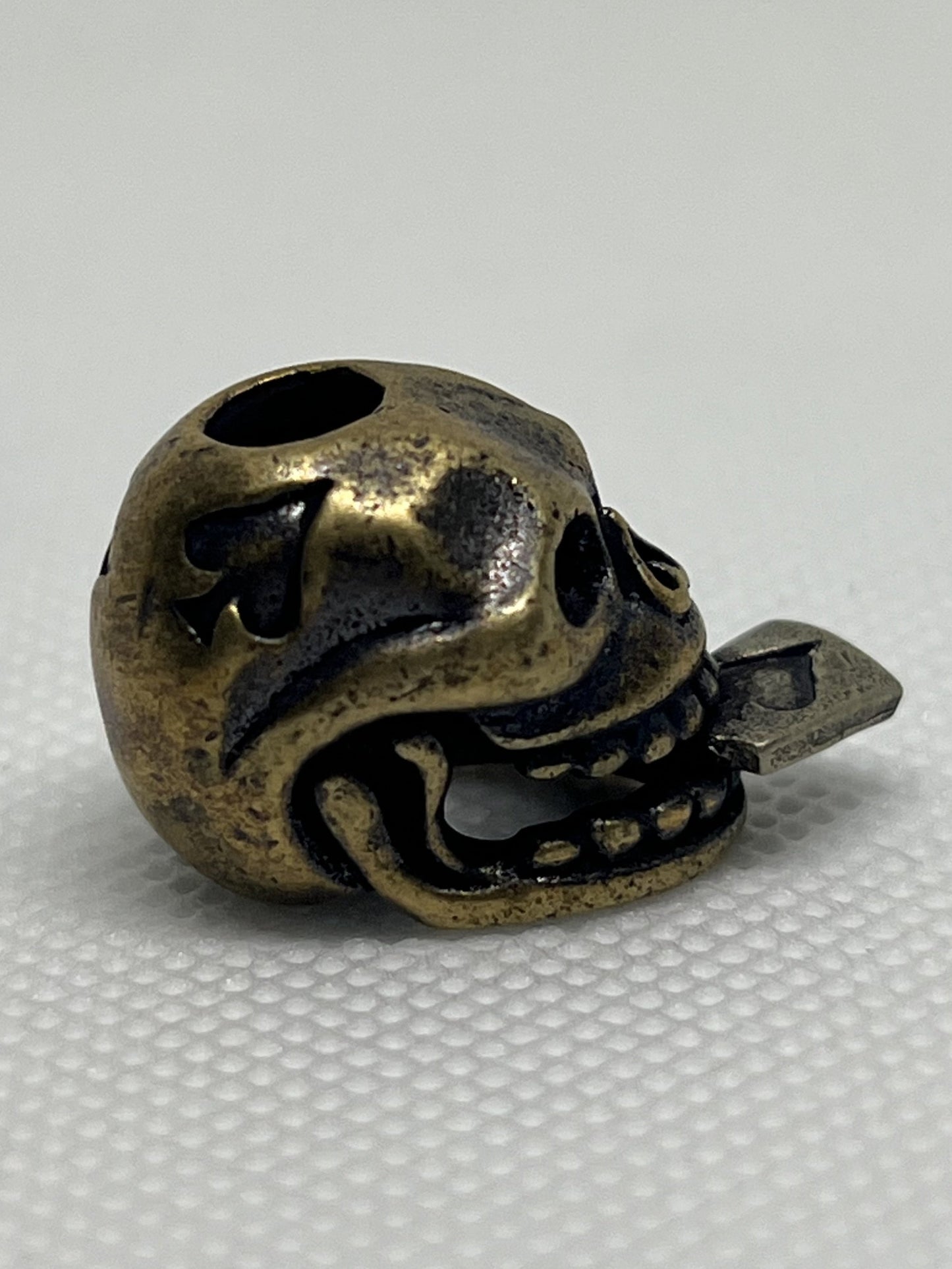 Ace of Spades Skull Brass Lanyard Bead, EDC Paracord Bead.