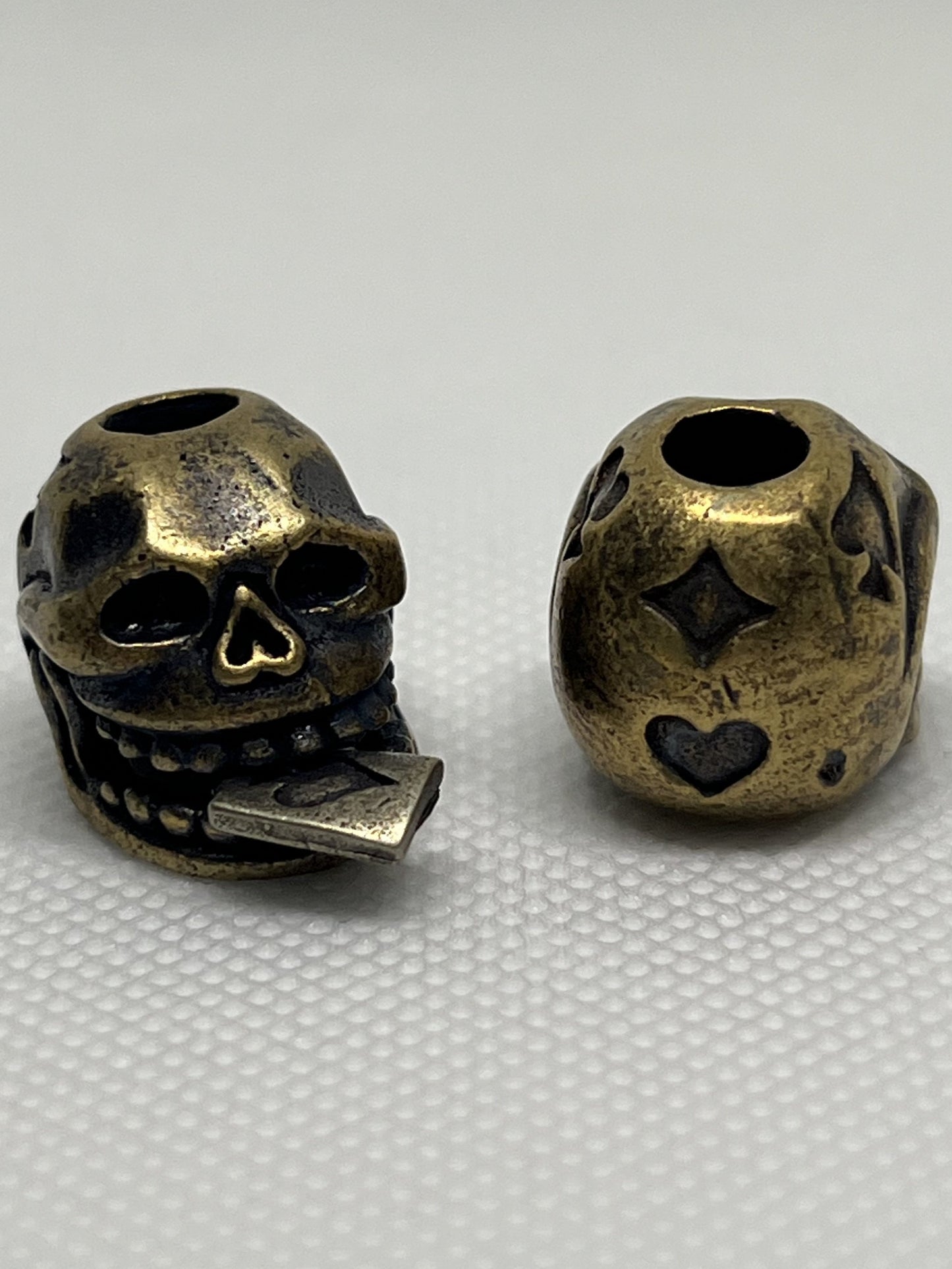 Ace of Spades Skull Brass Lanyard Bead, EDC Paracord Bead.