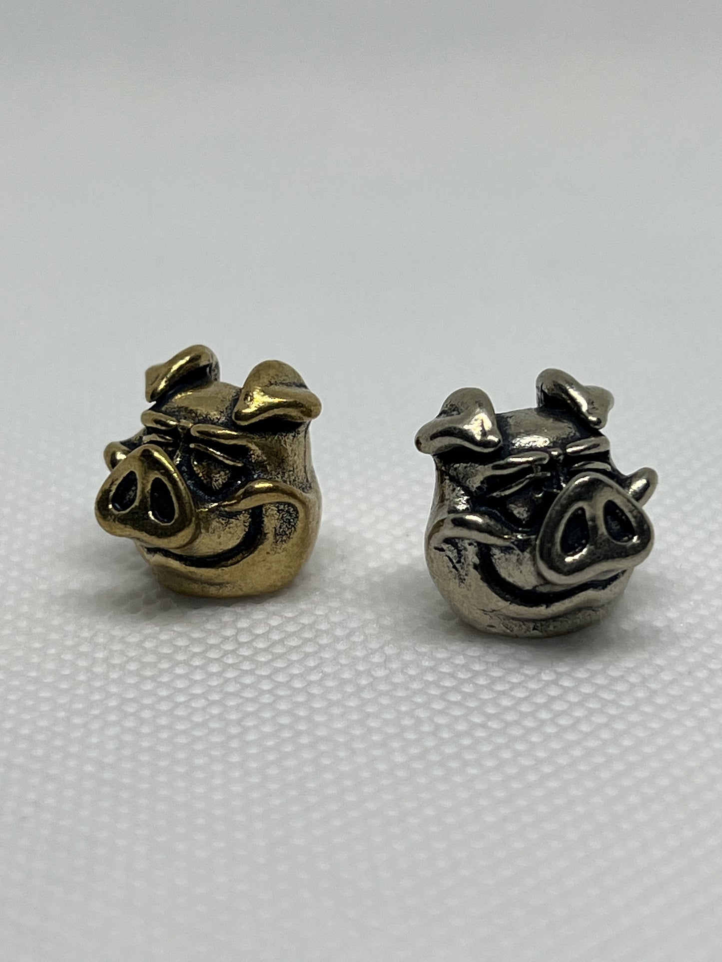 Smiling Pig Brass Lanyard Bead, EDC Paracord Bead.