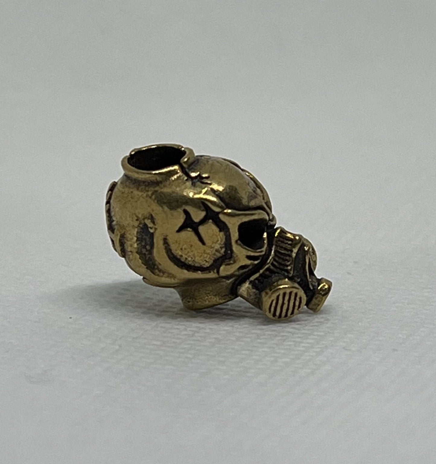 Brass Skull Gas Mask Lanyard Bead, EDC Paracord Bead.