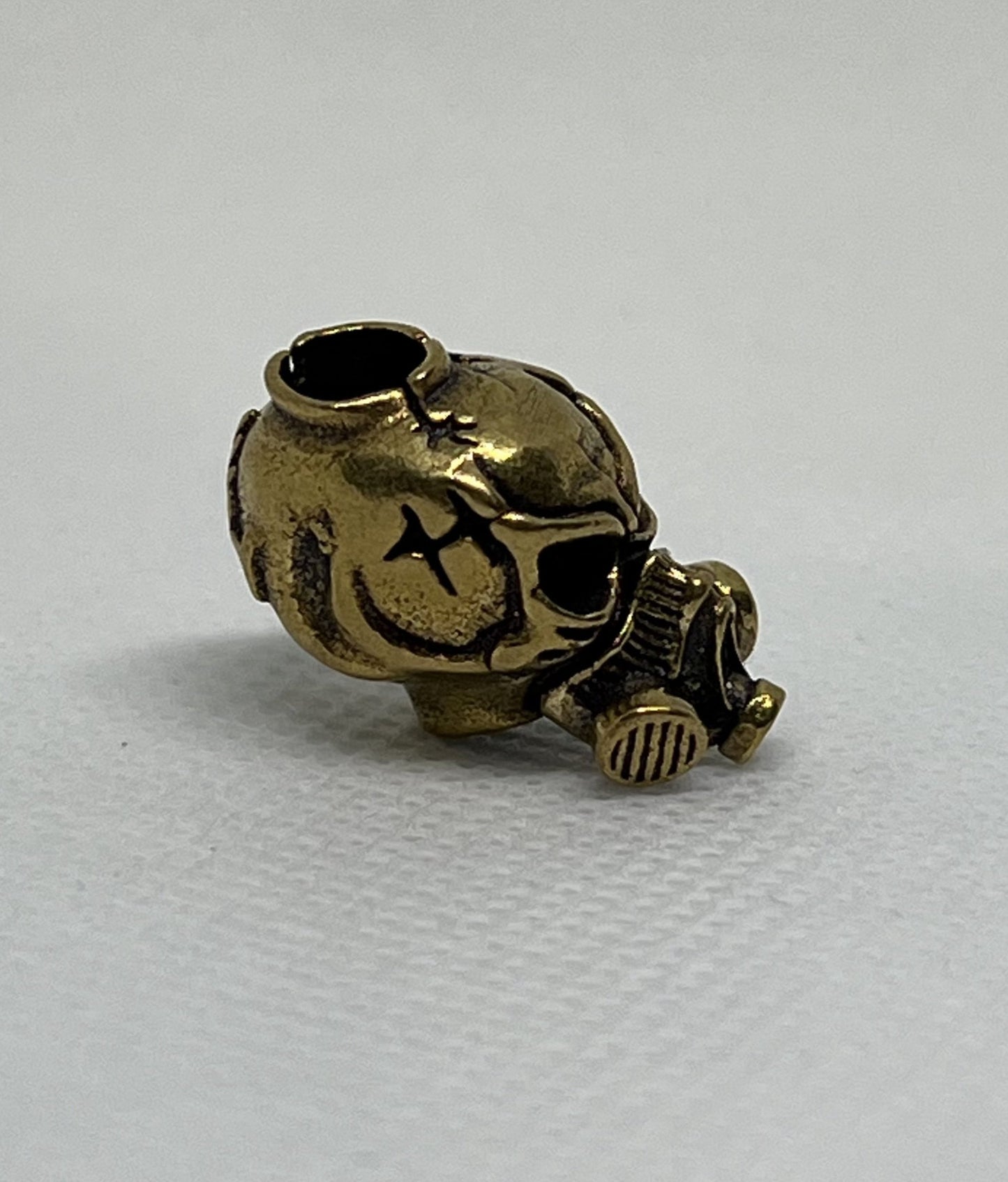 Brass Skull Gas Mask Lanyard Bead, EDC Paracord Bead.