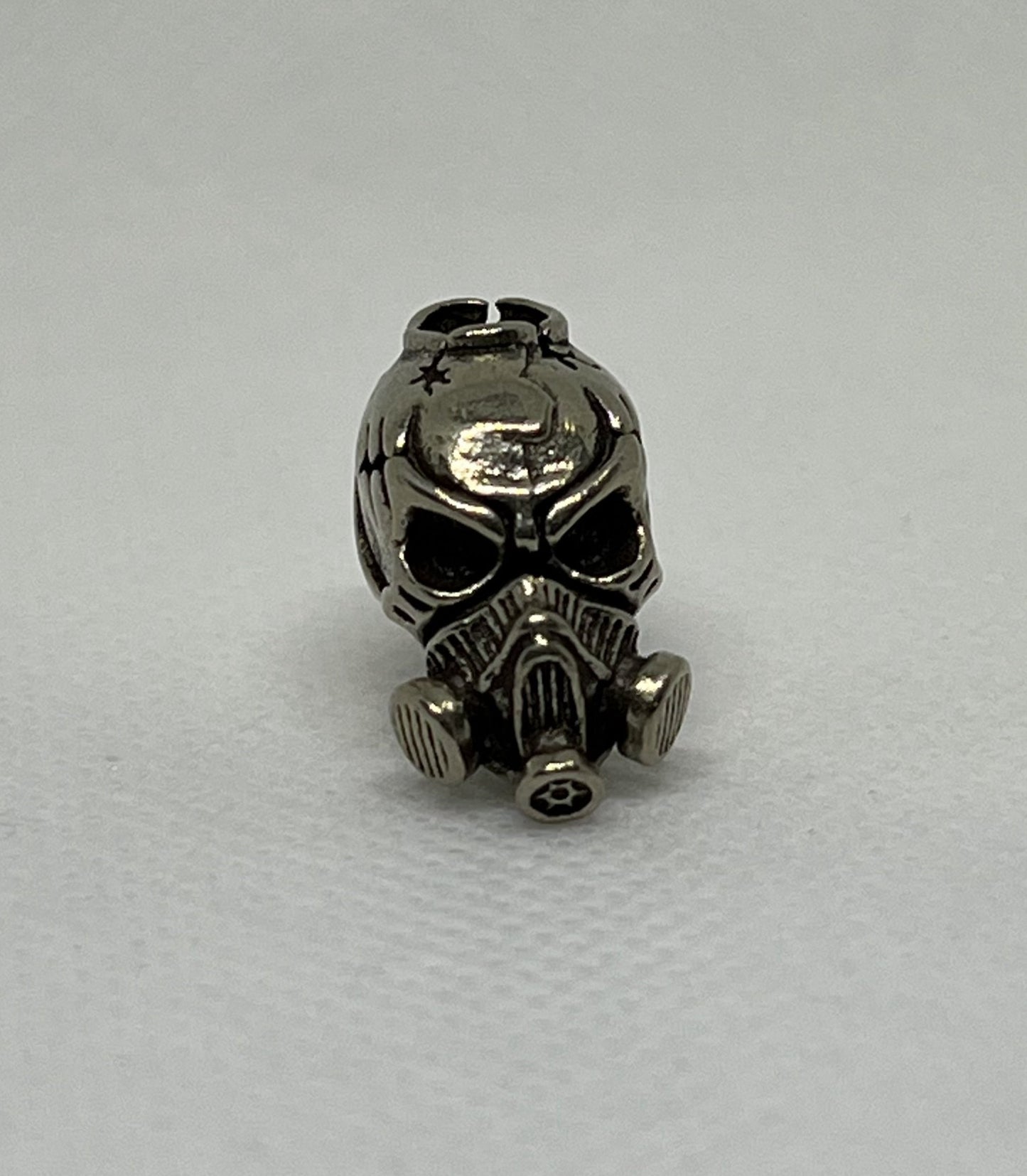 Brass Skull Gas Mask Lanyard Bead, EDC Paracord Bead.