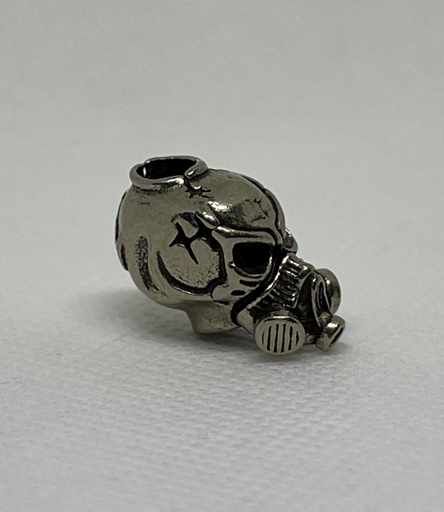 Brass Skull Gas Mask Lanyard Bead, EDC Paracord Bead.