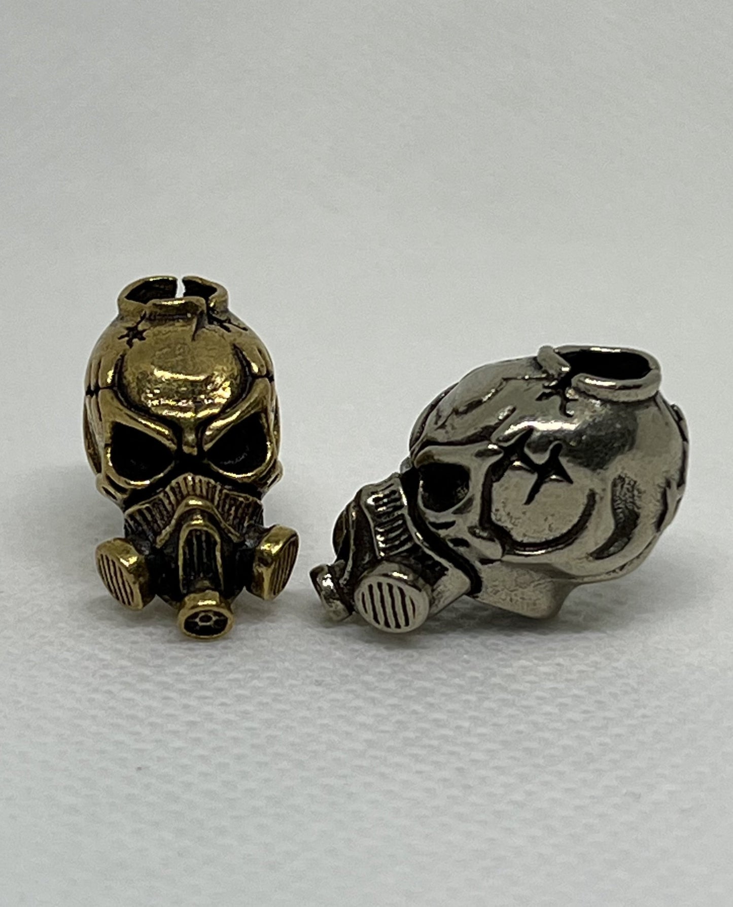 Brass Skull Gas Mask Lanyard Bead, EDC Paracord Bead.