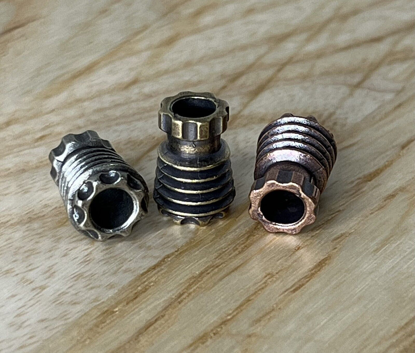 Brass String Column Shaped Lanyard Bead, EDC Paracord Bead.