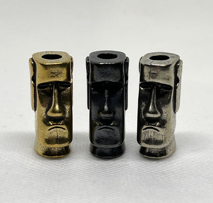 Brass Easter Island Moai Statue Lanyard Bead, EDC Paracord Bead