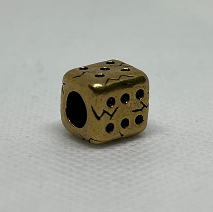 Brass Dice Pendant Lanyard Bead, EDC Paracord Bead
