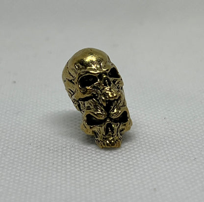 Brass Double Layered Skull Lanyard Bead, EDC Paracord Bead.