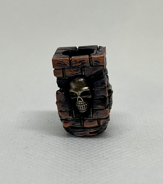 Hand Crafted Red Brass Skull Lanyard Bead, EDC Paracord Bead
