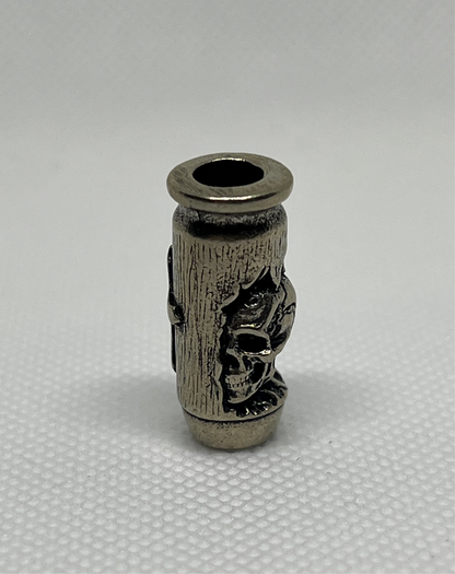 Brass Skull & Cross Bullet Lanyard Bead, EDC Paracord Bead.