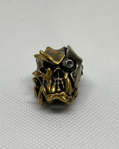 Brass Mechanical Beast Skull Lanyard Bead, EDC Paracord Bead.