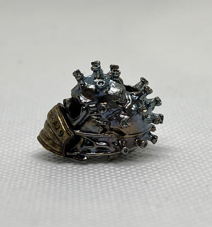 Brass Covid Death Mask Skull Lanyard Bead, EDC Paracord Bead.